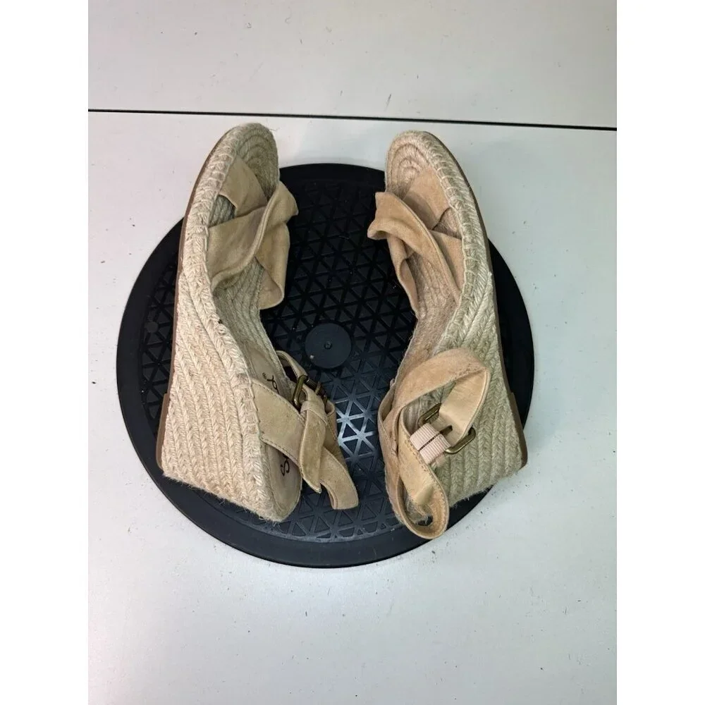 Splendid Womens Beige Suede Espadrille Wedge Sandals Size 8.5 US